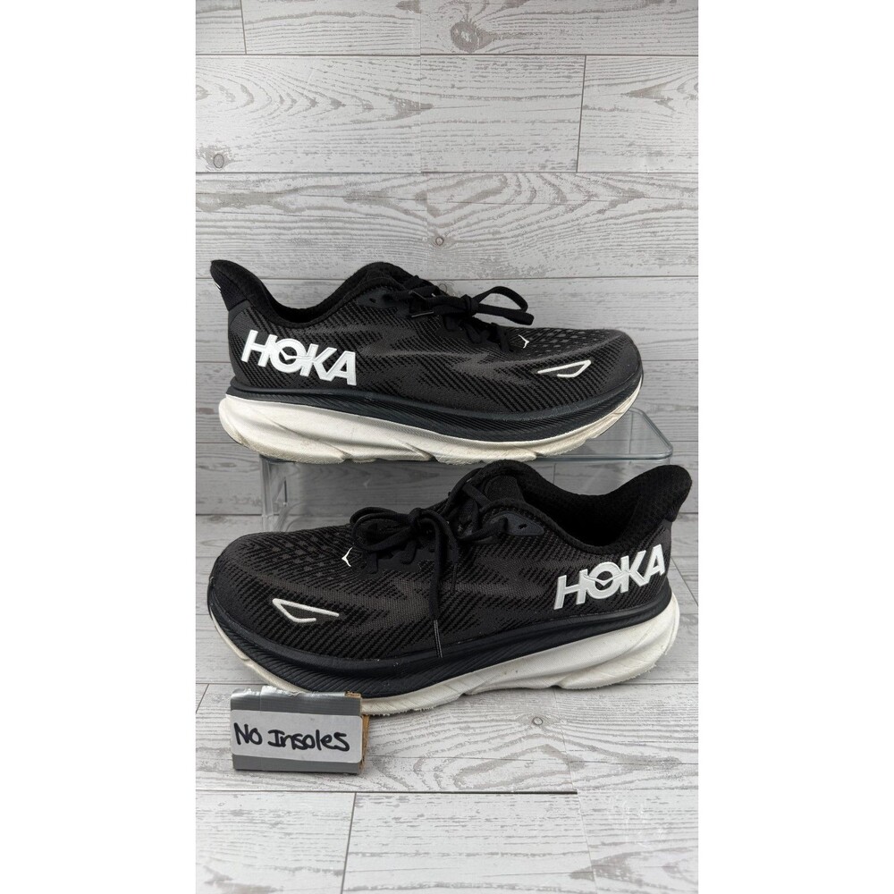 Hoka One One Clifton 9 1132211 BWHT Black White 9.5D Women's Running Shoes #498